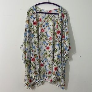 Plus Size Floral Kimono/Shawl 1XL/2XL